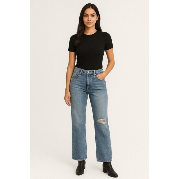 Judy Blue Womens Sz 14W Blue Mid Rise Bootcut Distressed Jeans Grunge Cowgirl - Picture 1 of 10